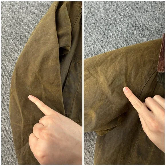 Barbour Acorn Waxed Jacket Women Full Zip Size 8 US Brown Green Lined Outdoors - Picture 11 of 16